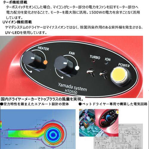 ペットドライヤー HTD550レッド 十字脚スタンド ハイパーターボ